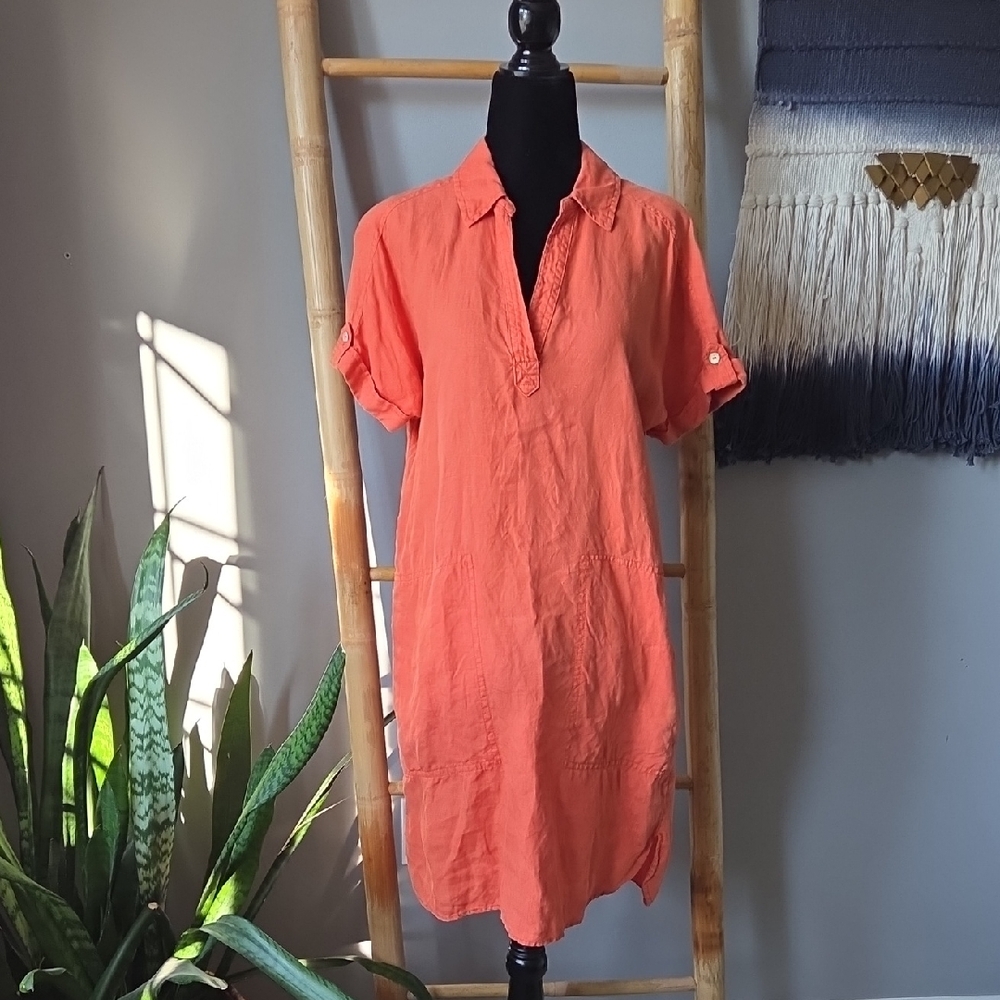 H By Halston Linen Shirt Dress